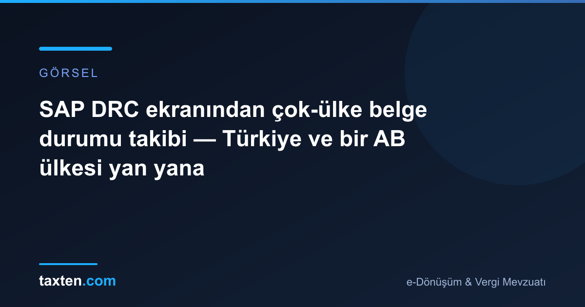 SAP DRC ekranından çok-ülke belge durumu takibi — Türkiye ve bir AB ülkesi yan yana