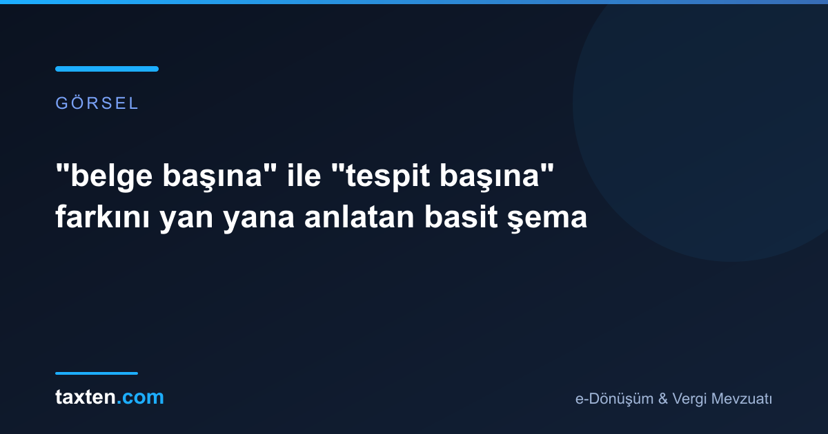 "belge başına" ile "tespit başına" farkını yan yana anlatan basit şema